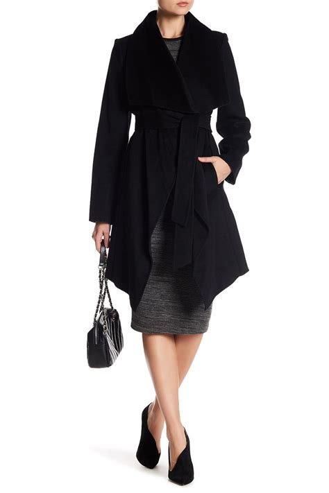 Michael Kors Sleeveless Belted Wool Blend Wrap Coat 